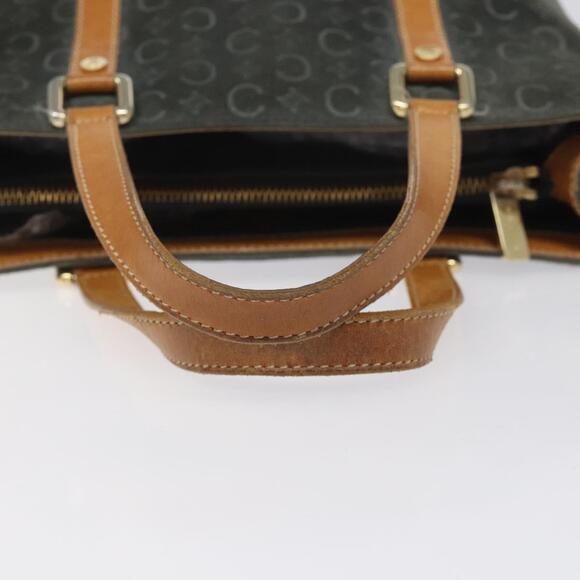 CELINE C Macadam Canvas Hand Bag Suede Gray Gold - Picture 7 of 12